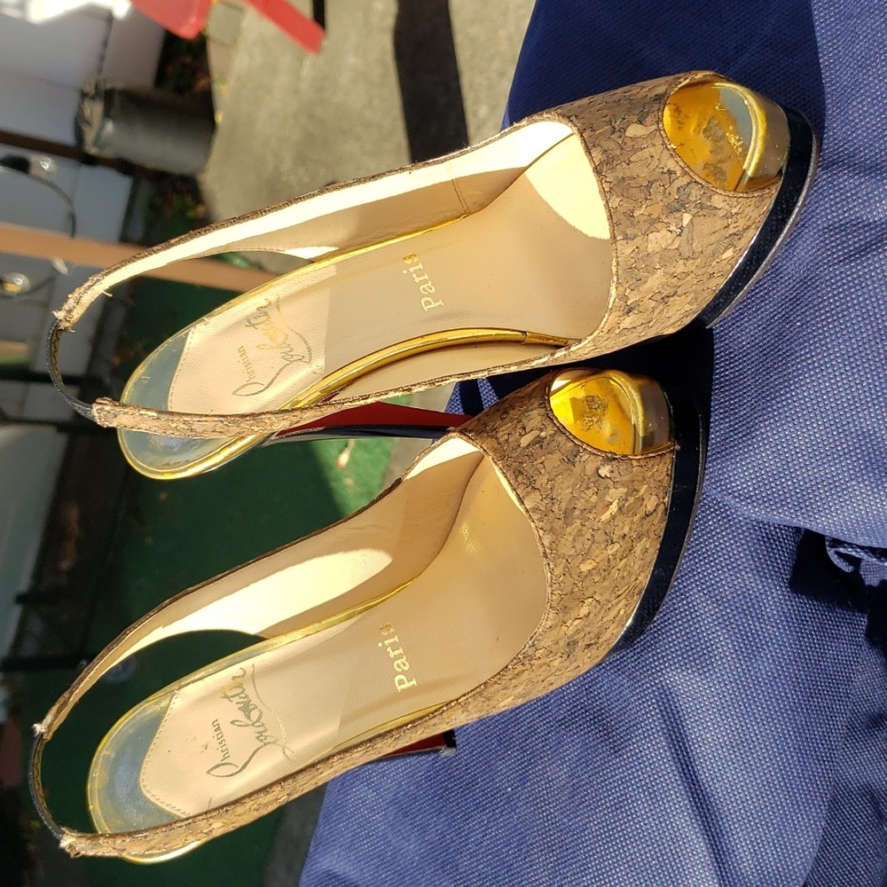 Authentic Christian Louboutin Cork Slingback sz 37 1/2 - Picture 5 of 9